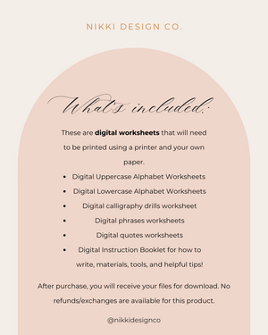 Digital Modern Calligraphy Worksheets